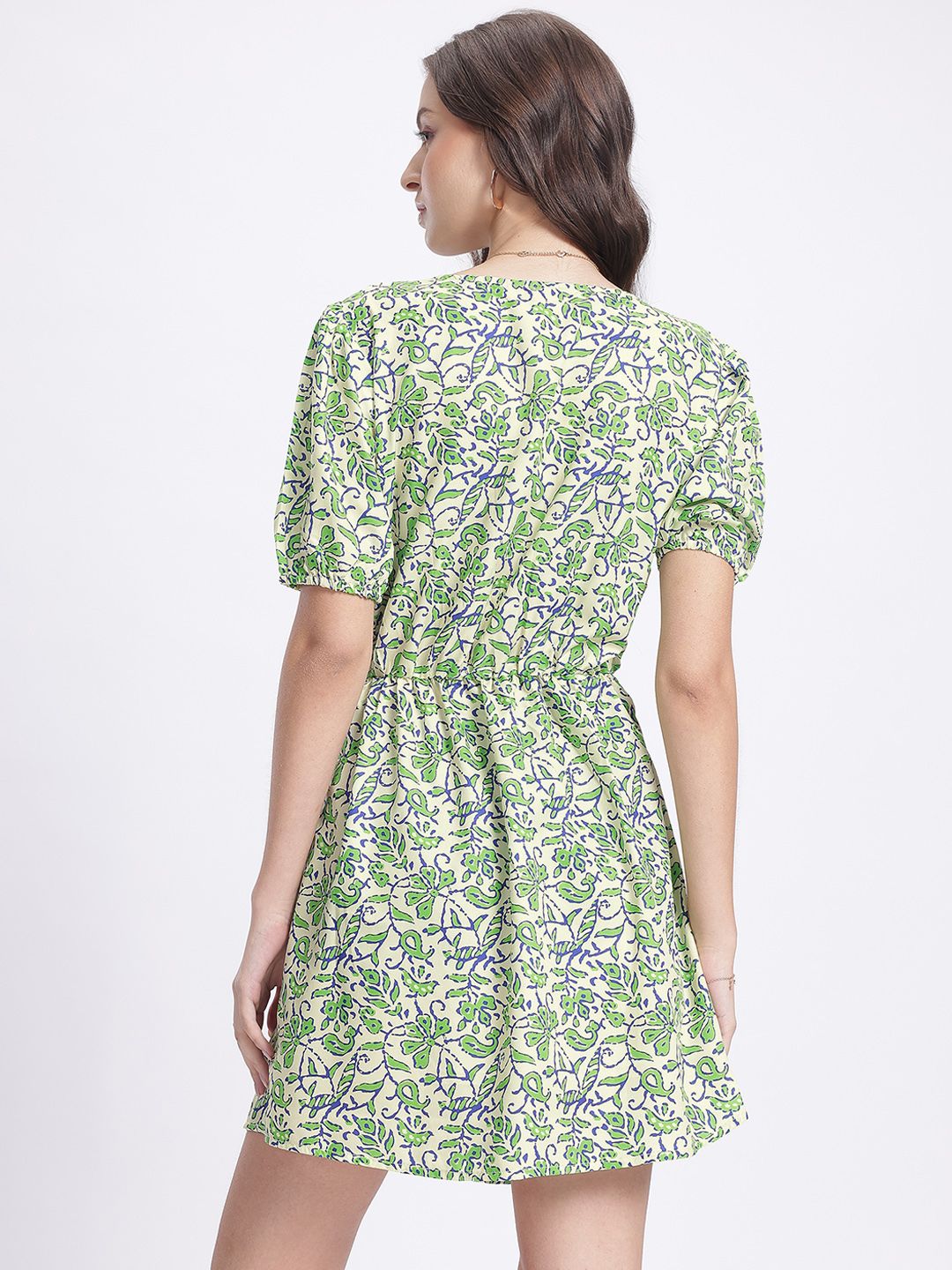 DressBerry Floral Breeze Wrap Puff Sleeve Dress