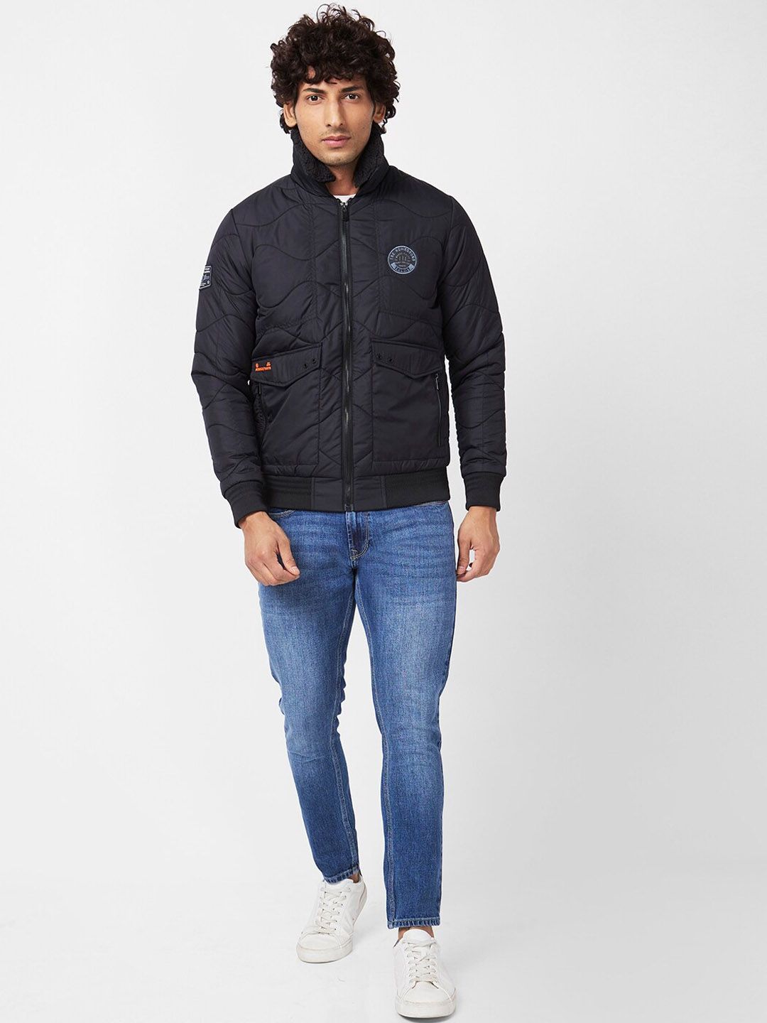 SPYKAR Stand Collar Slim Fit Puffer Jacket