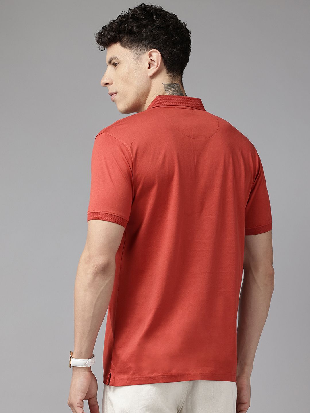 Park Avenue Men Pure Cotton Polo Collar Slim Fit T-shirt