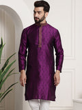 SOJANYA Men Purple Woven Design Straight Kurta