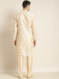 SOJANYA Men Cream-Coloured & Golden Ethnic Motifs Kurta