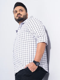 The Indian Garage Co Plus Size Windowpane Checked Cotton Casual Shirt