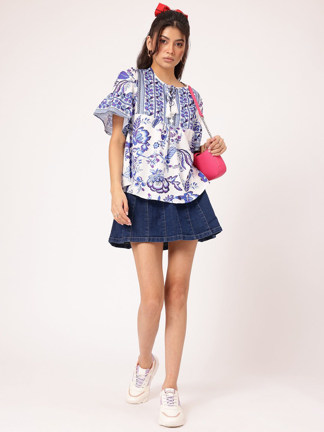 DressBerry Dreamy Drape Indie Floral A-Line Top