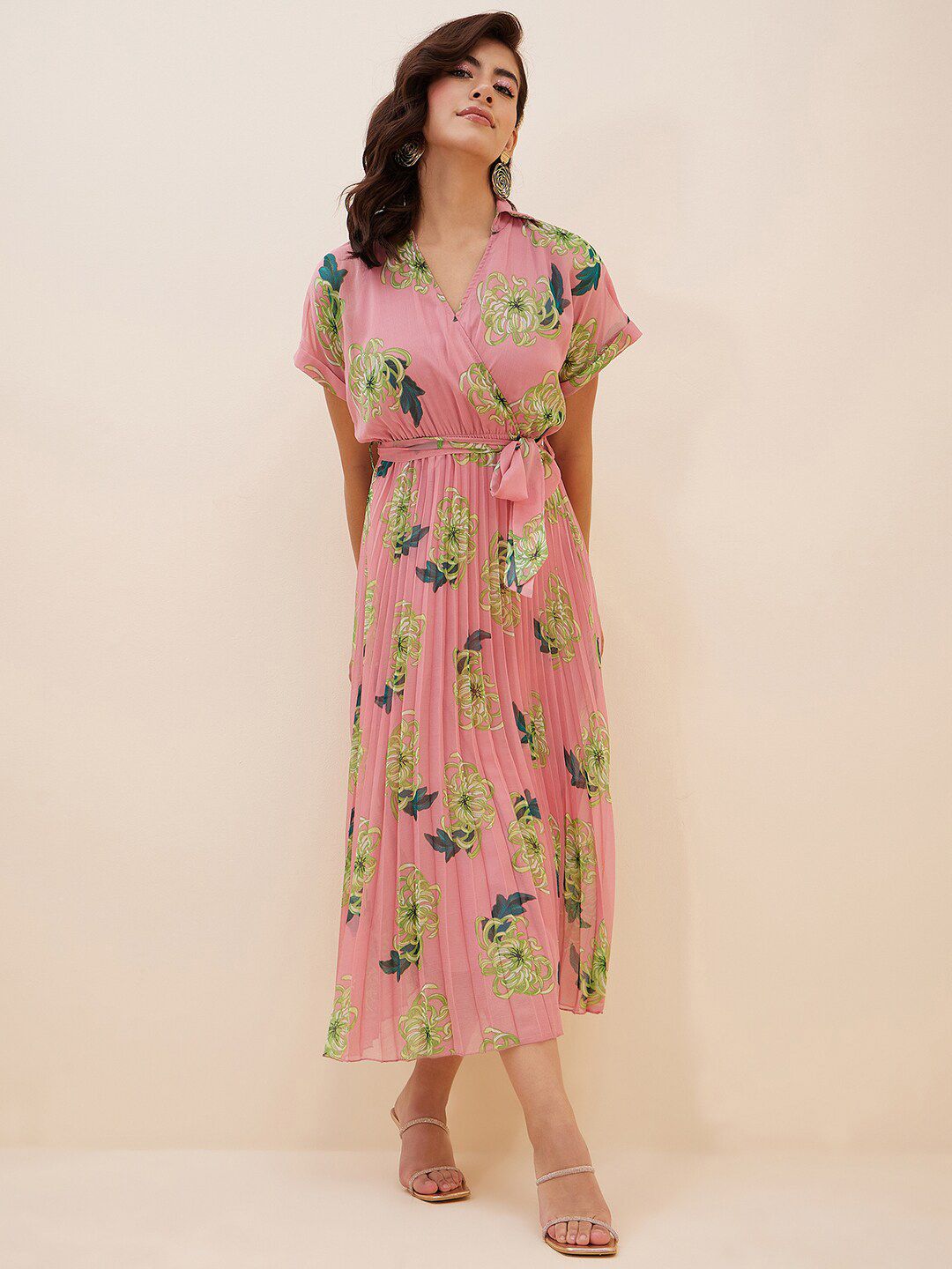 Antheaa Floral Printed Empire Midi Dress