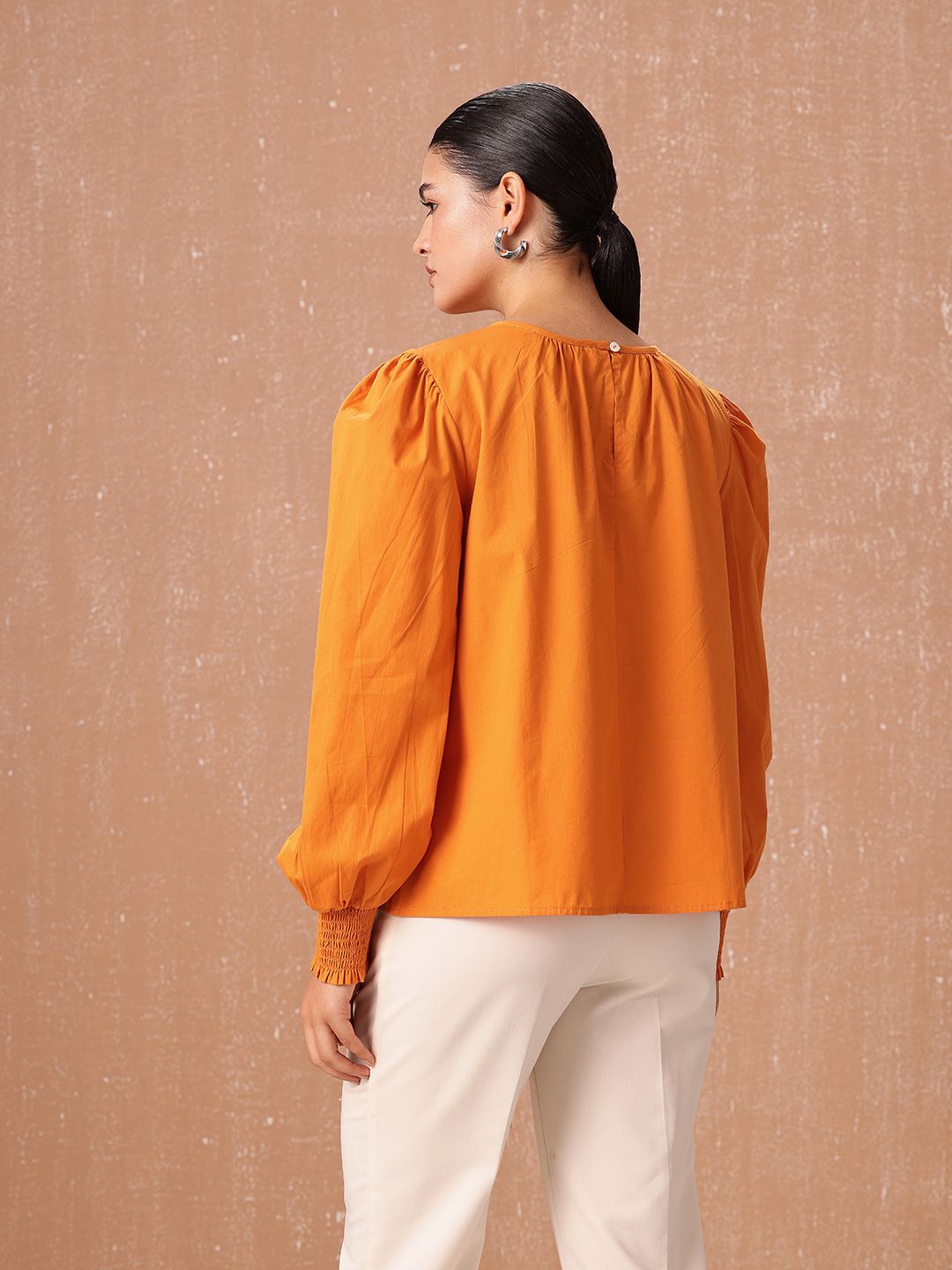 all about you Pure Cotton Puff Sleeves Gathered Top