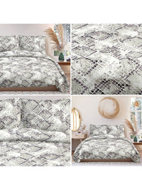 Cortina Glazed Cotton Beige Geometric 140 TC King Bedsheet with 2 Pillow Covers