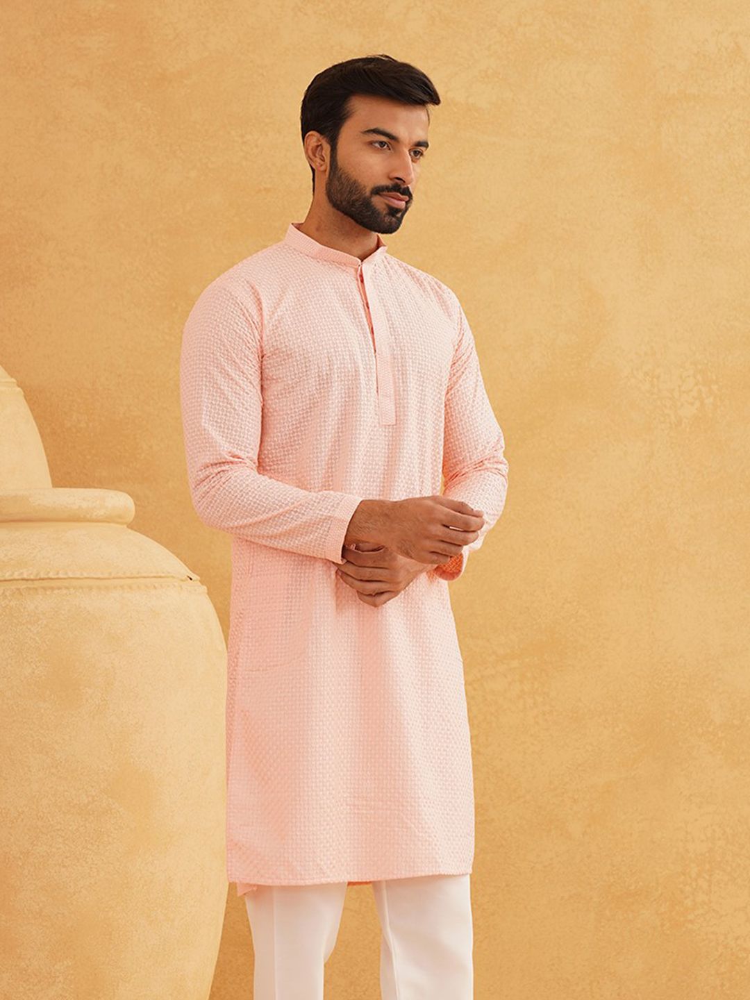 SOJANYA Kurta Kapas Tulen Sulam Geometrik