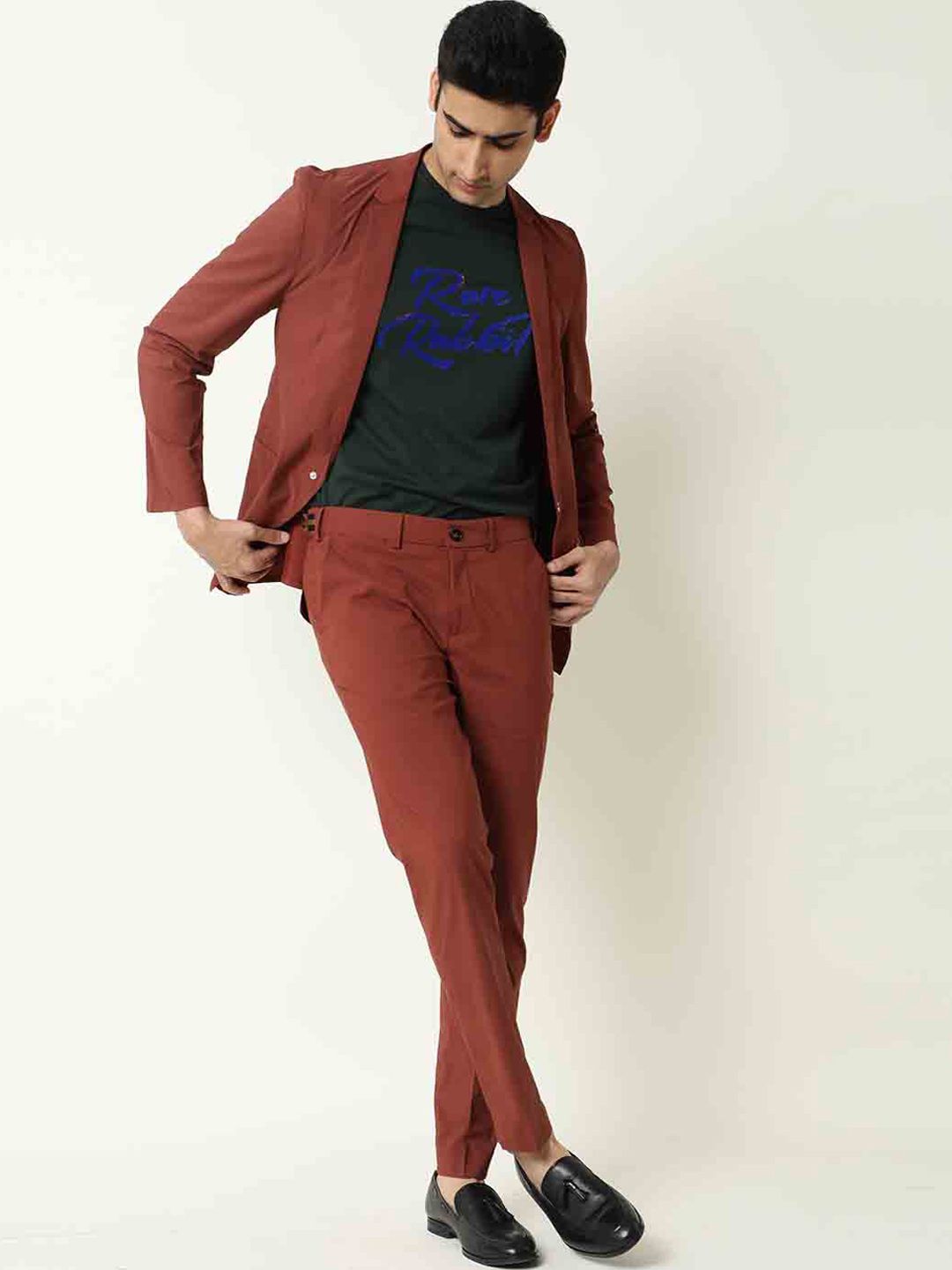 RARE RABBIT Men Glak Mid Rise Slim Fit Trouser