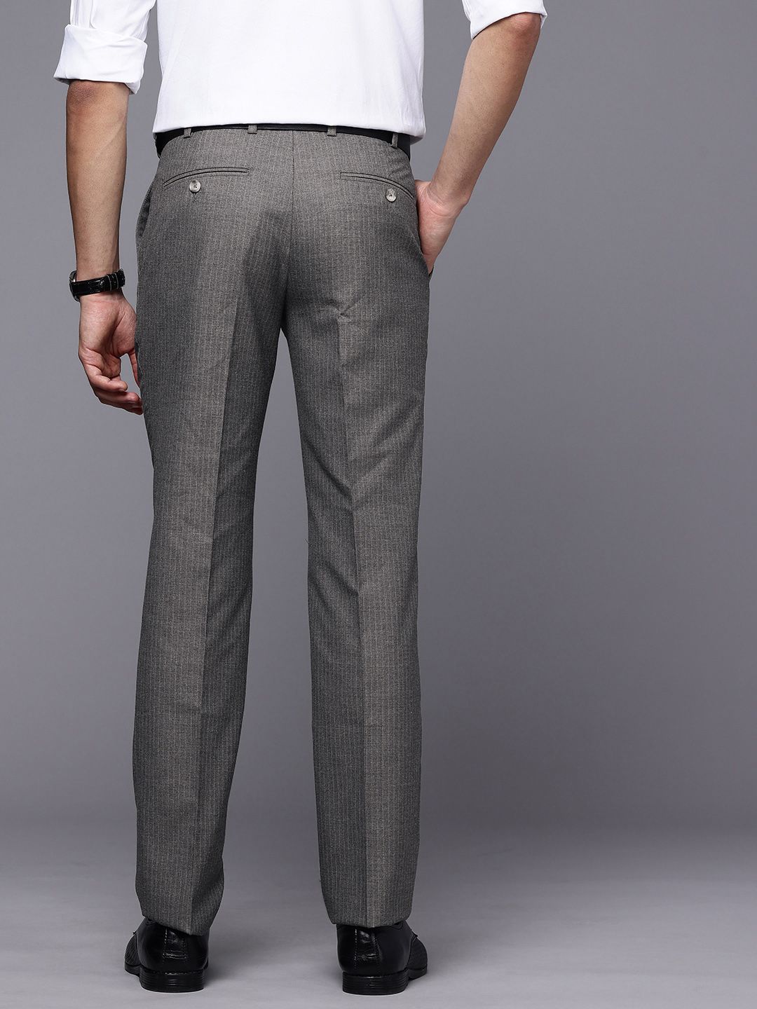 Raymond Men Striped Slim Fit Formal Trousers