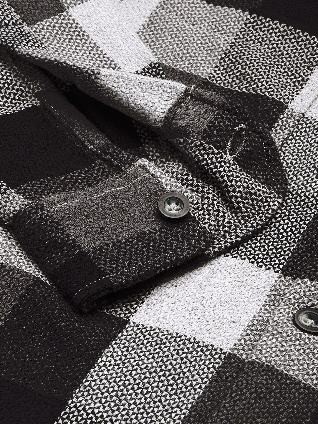 The Indian Garage Co Pure Cotton Checked & Textured Relaxed Fit Casual Shirt