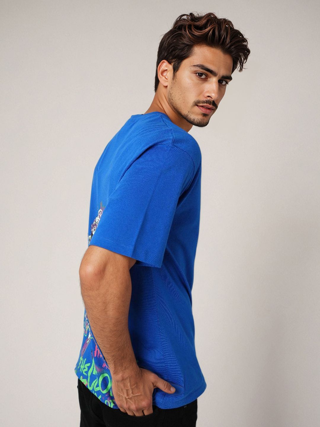 The Indian Garage Co Men Joker Graphic Printed Round Neck Cotton Relaxed Fit T-shirt