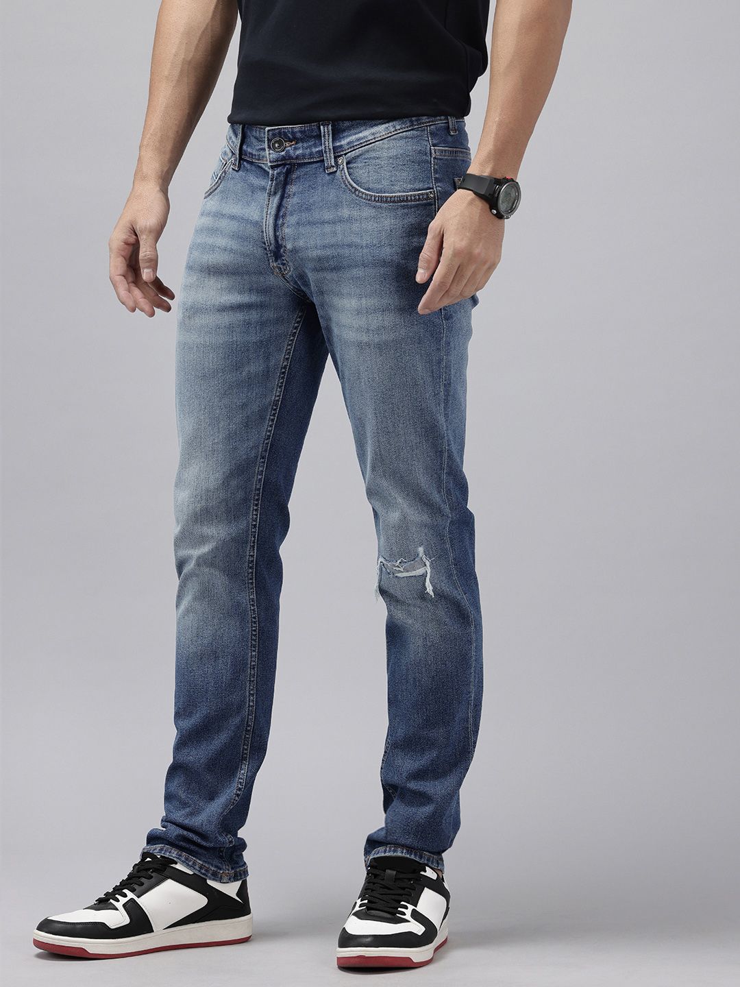 SPYKAR Men Rover Slash Knee Heavy Fade Stretchable Jeans