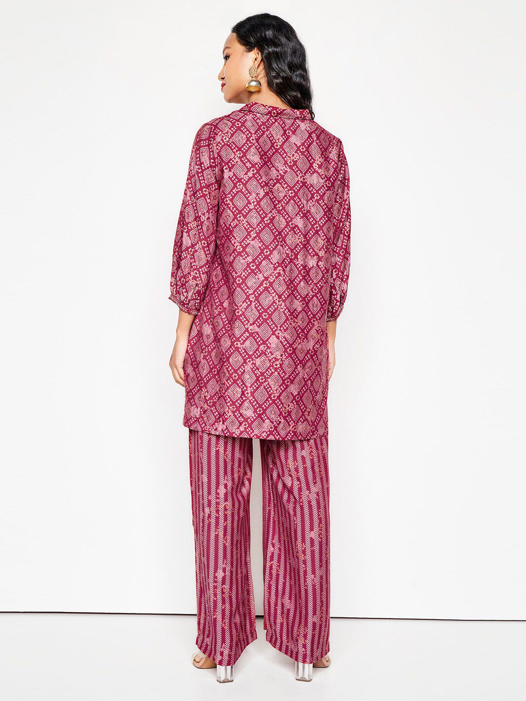 Global Desi Bandhani Printed Straight Kurta With Palazzo