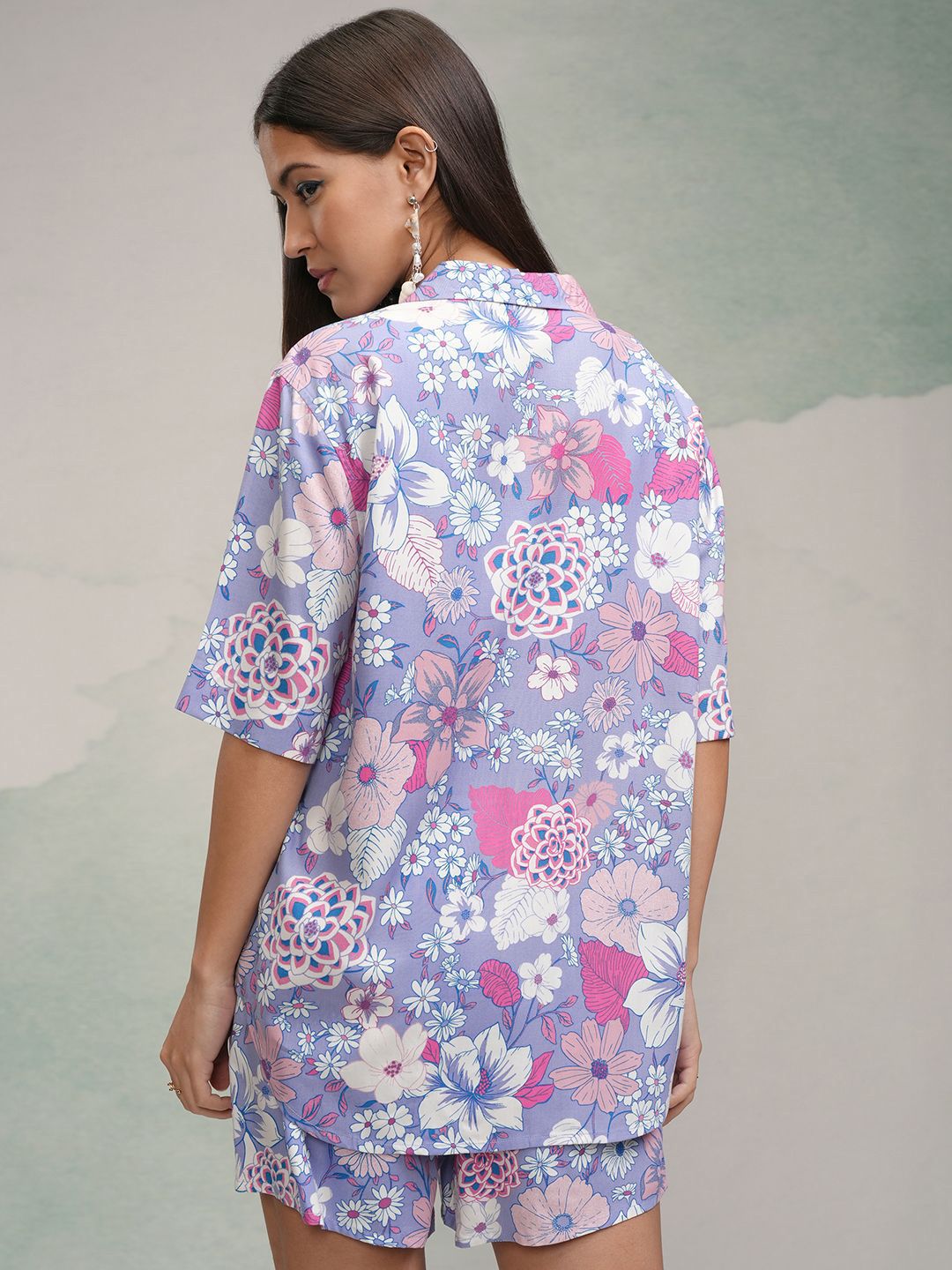 Tokyo Talkies Women Printed Shirt With Short Co-Ords