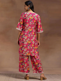 Libas Pink Floral Printed Tunic With Palazzo
