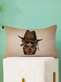 STITCHNEST Set Of 2 Yellow & Brown Graphic Printed Rectangle Cushion Covers
