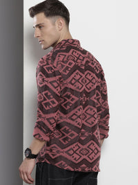 The Indian Garage Co Self Design Geometric Jacquard Relaxed Fit Shirt