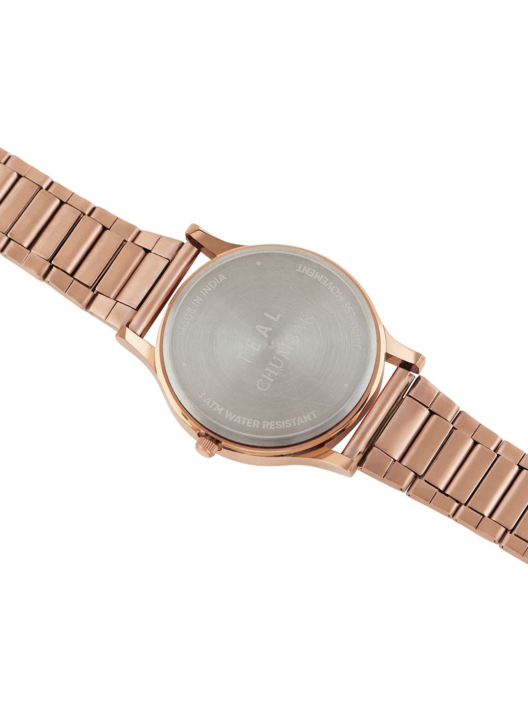 TEAL BY CHUMBAK Women White Printed Dial & Rose Gold-Plated Bracelet Style Straps Analogue Watch