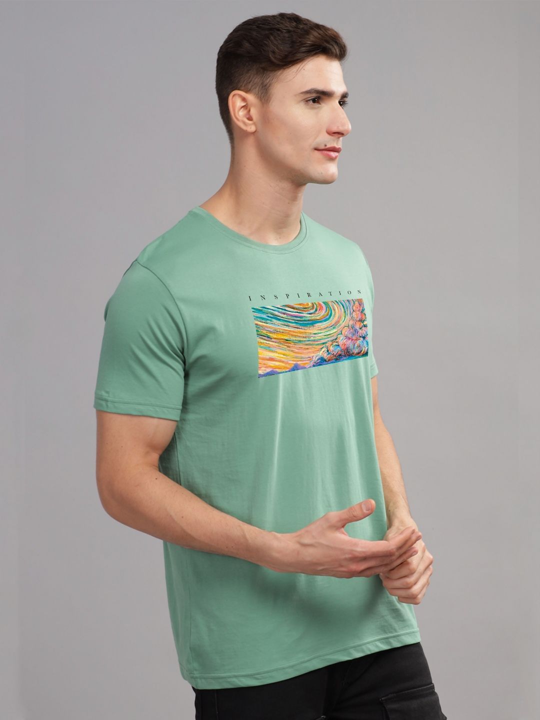 ADRO Typography Printed Round Neck Pure Cotton T-shirt