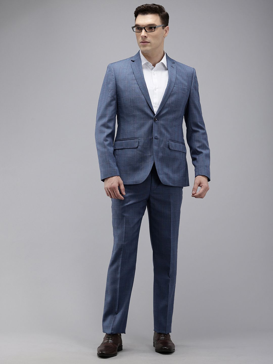 Park Avenue Checked Single-Breasted Formal Blazer With Trouser