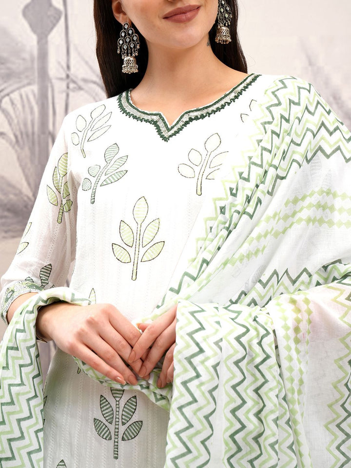 Vishudh Notch Neck Floral Printed Regular Pure Cotton Straight Kurta Set