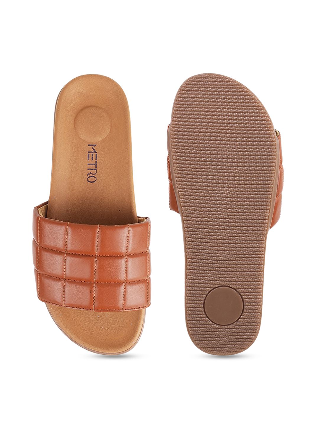 Metro Women Tan Open Toe Flats