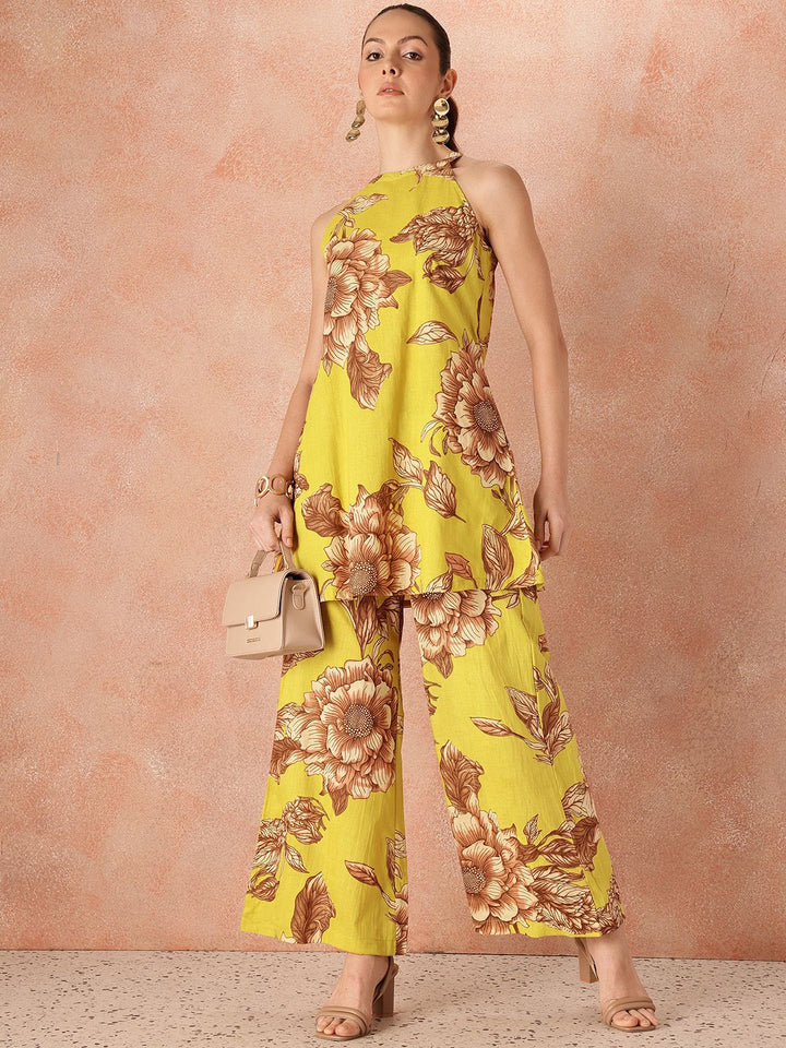 all about you Pure Cotton Floral Print Tunic with Palazzos