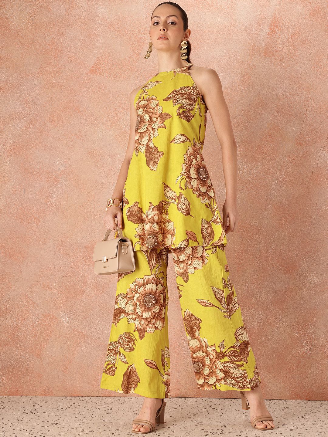 all about you Pure Cotton Floral Print Tunic with Palazzos