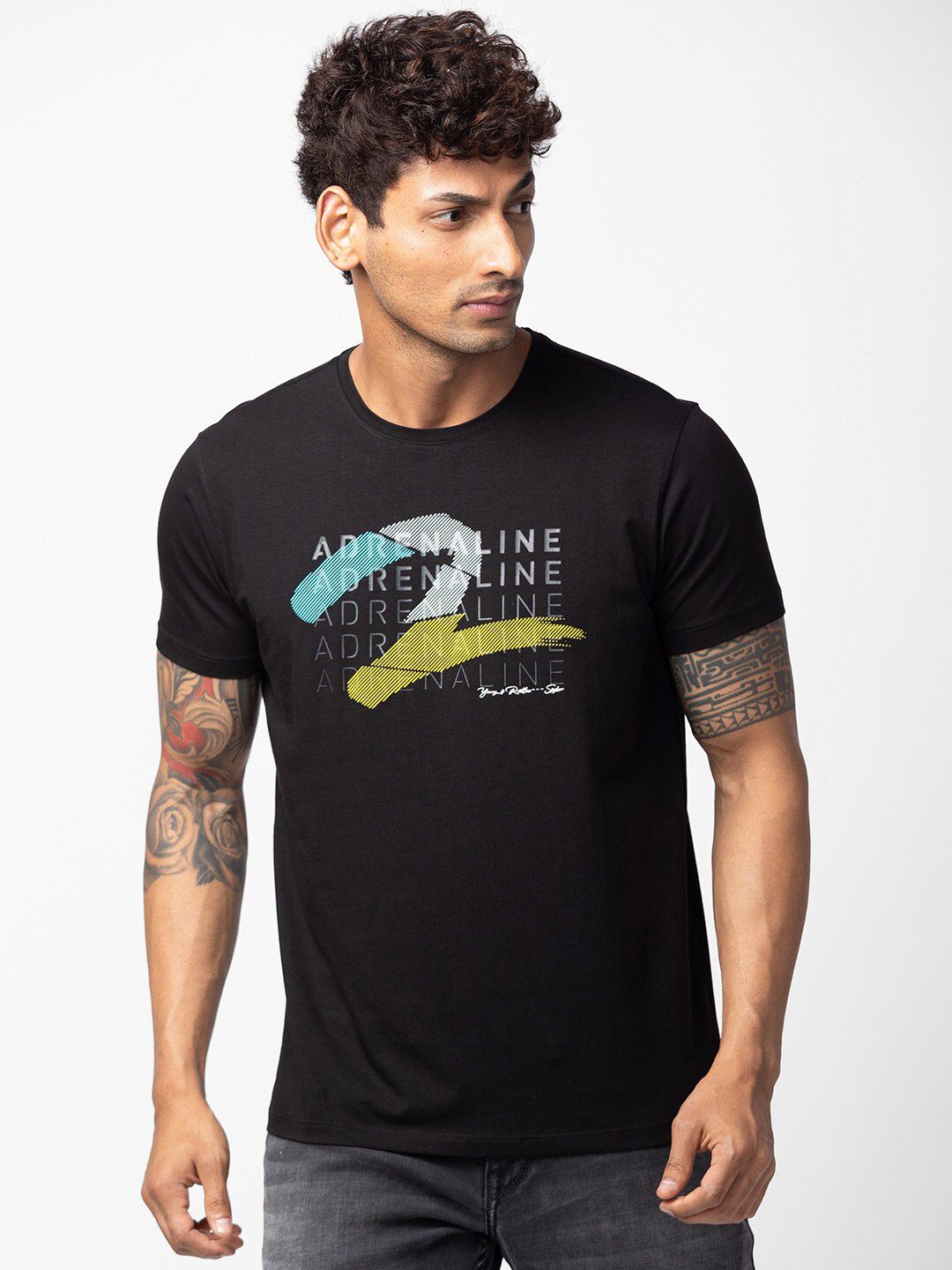 SPYKAR Men Typography Printed Slim Fit Cotton T-shirt