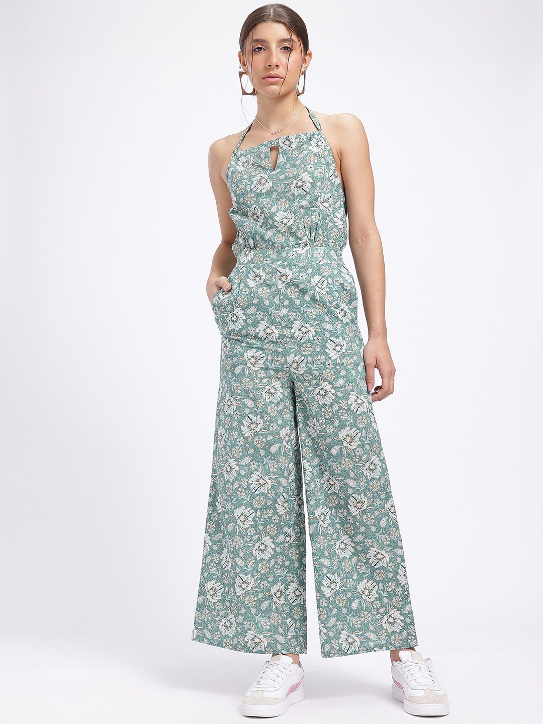 DressBerry Floral Glam Halter Neck Basic Jumpsuit