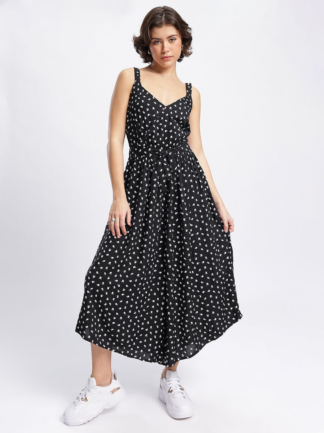 DressBerry Playful Feminine Charm Floral Print Wrap Jumpsuit
