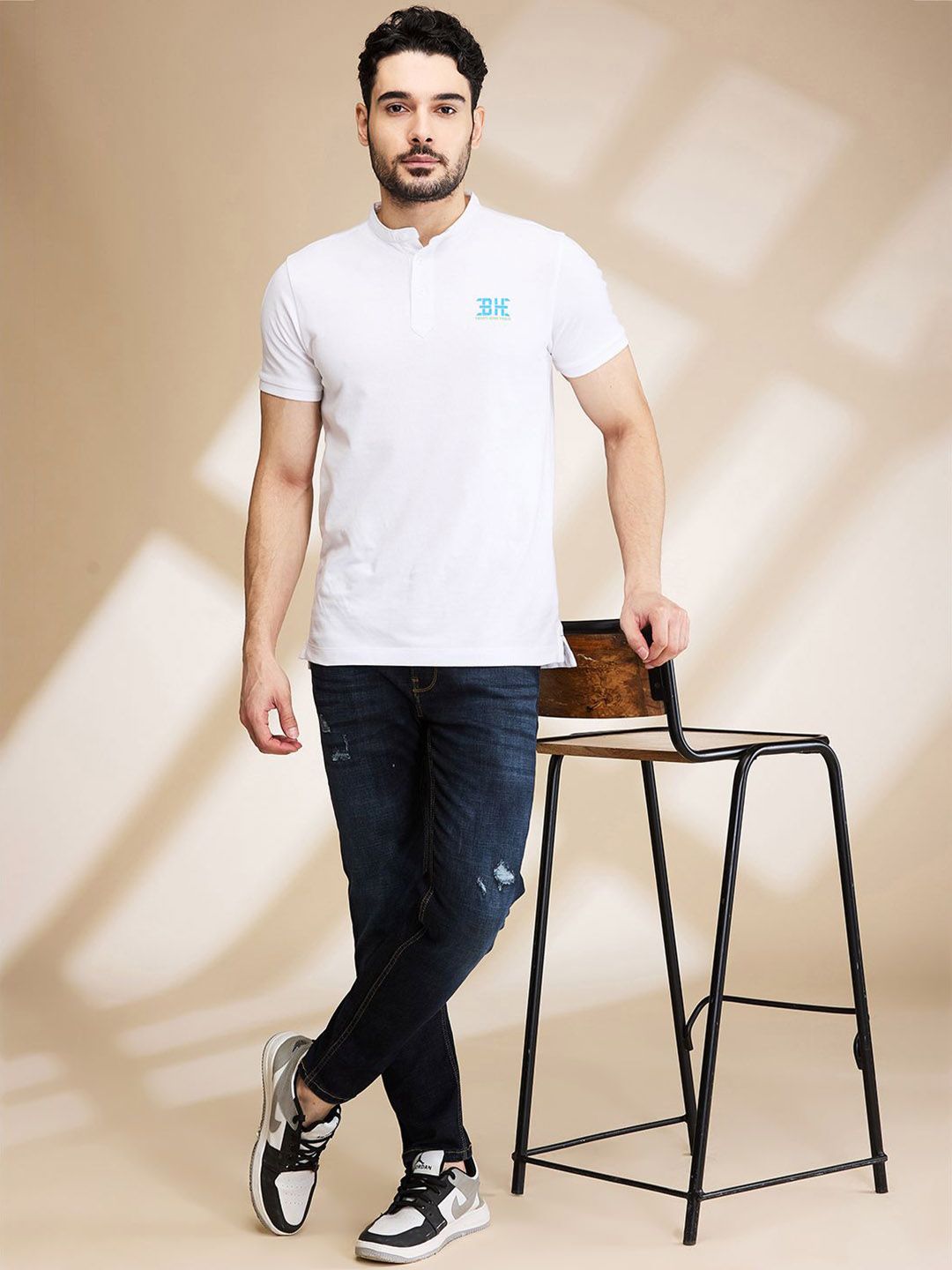 Being Human Men Low Distress Light Fade Jeans