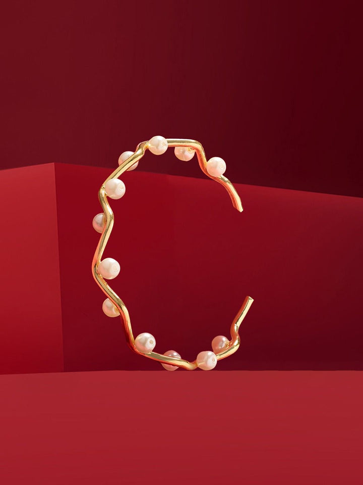 Zaveri Pearls Studded Gold-Plated Cuff Bracelet