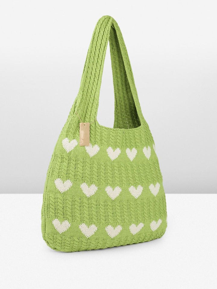 DressBerry Heart Crocheted Shopper Tote Bag