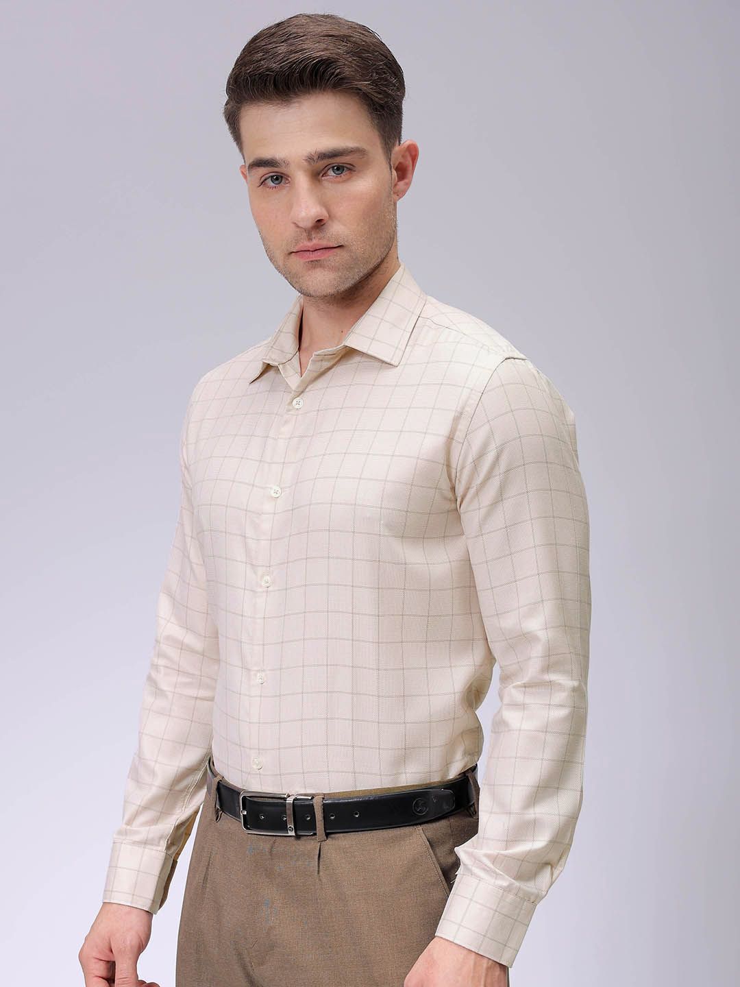 The Indian Garage Co. X Luxe Men Spread Collar Checked Slim Fit Formal Shirt