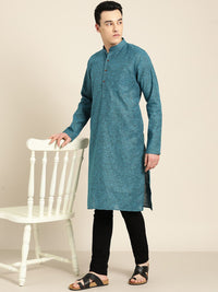SOJANYA Kurta Lurus Berjalur Biru Lelaki