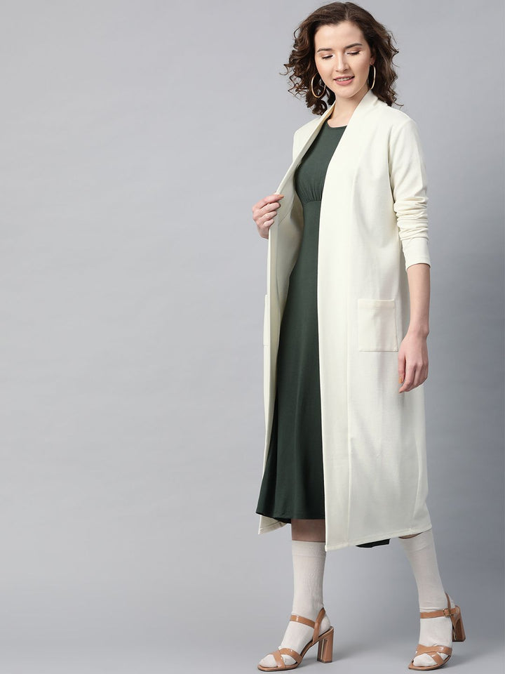 SASSAFRAS Solid Open Front Longline Shrug