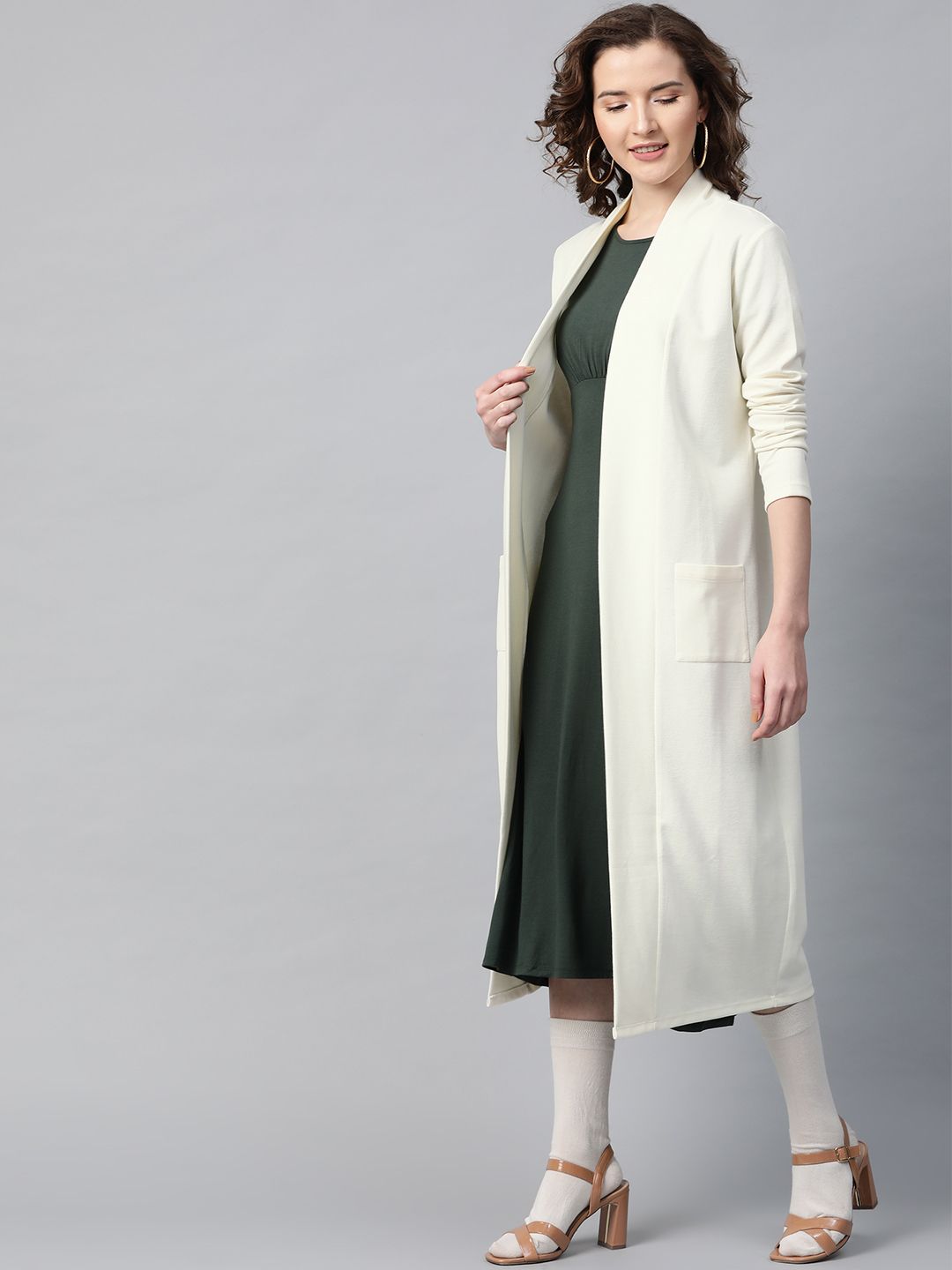 SASSAFRAS Solid Open Front Longline Shrug