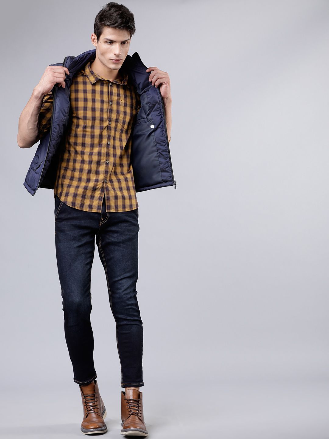 HIGHLANDER Men Navy Blue Solid Hooded Padded Jacket