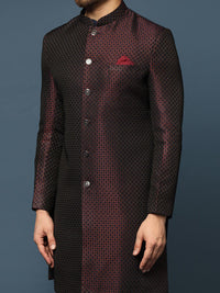 KISAH Men Woven Design Cotton Indowestern Sherwani Set