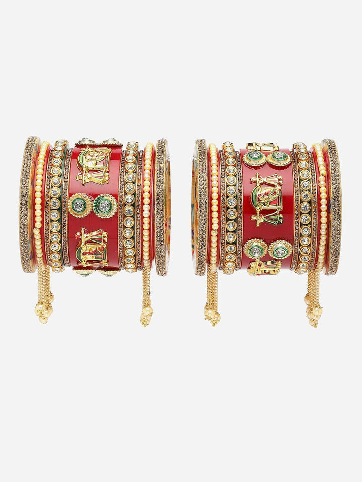 Set PANASH 22 Gelang Bertampal Batu & Manik Bersalut Emas