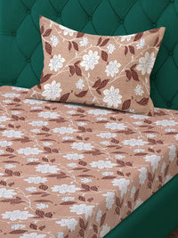 KLOTTHE Beige & White Printed Pure Cotton 400 TC Single Cadar Dengan Sarung Bantal