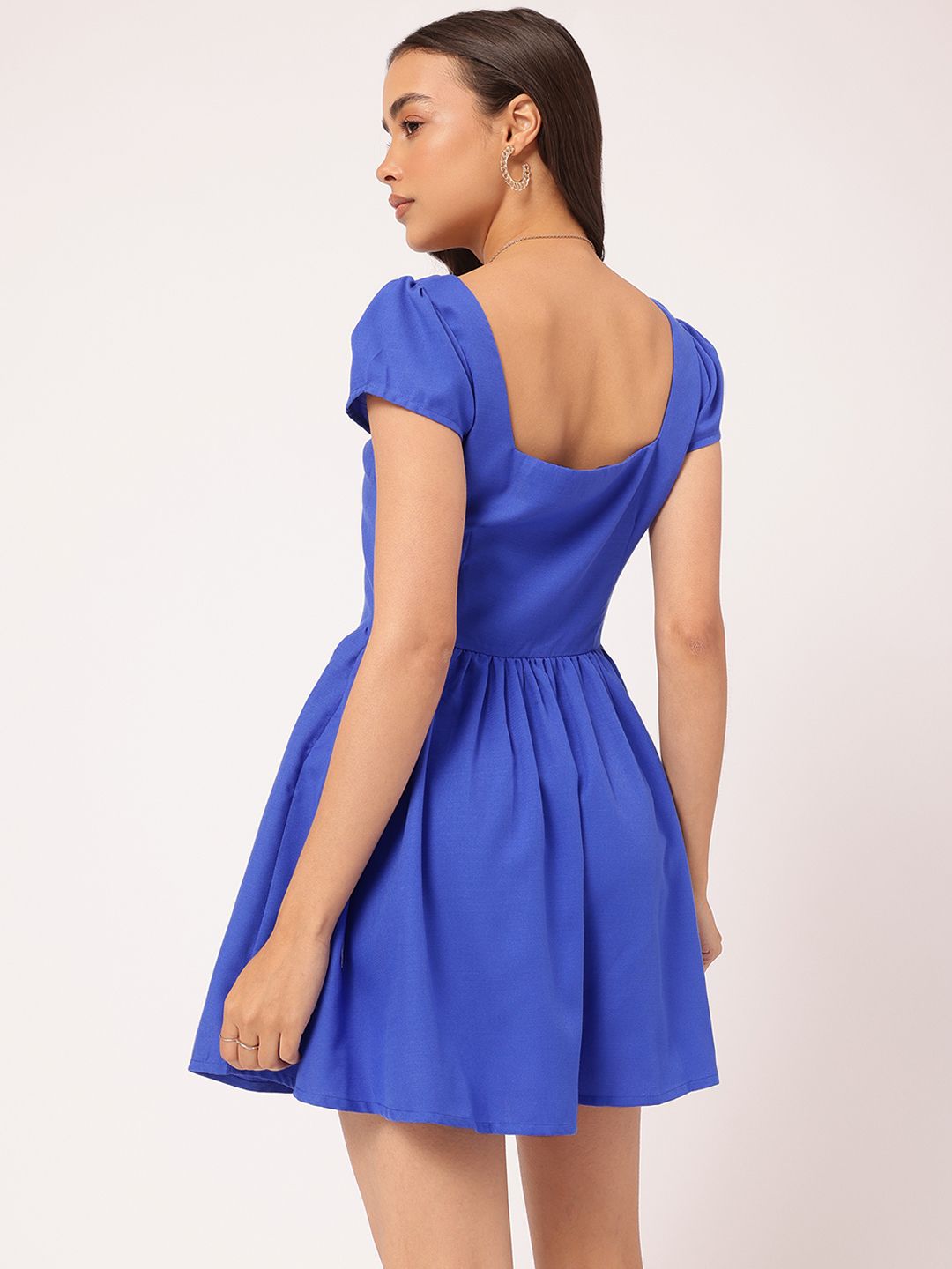 DressBerry Confident & Chic Square Neck Fit & Flare Mini Dress