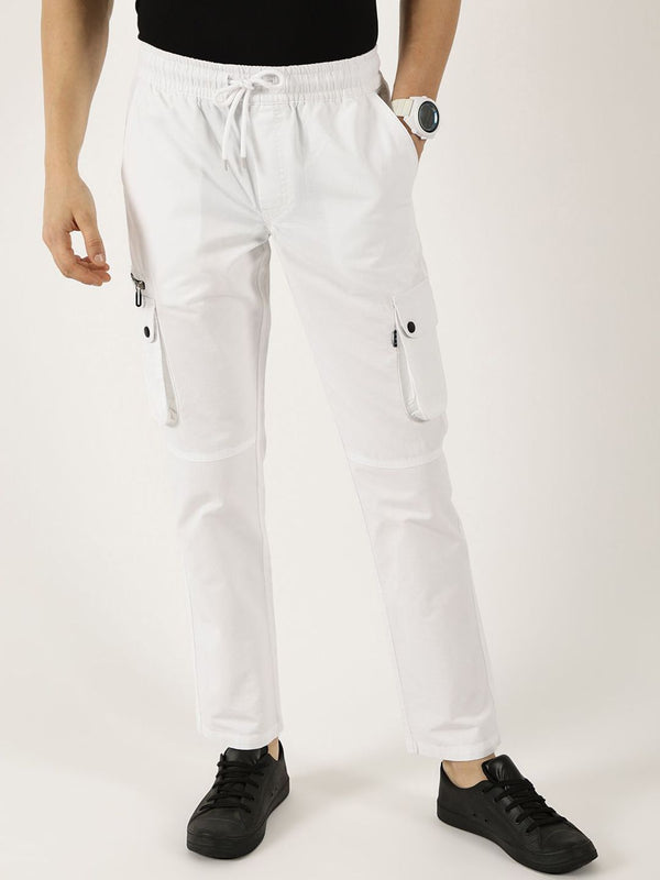 Thomas Scott Men Pure Cotton Smart Mid-Rise Straight Fit Easy Wash Cargos