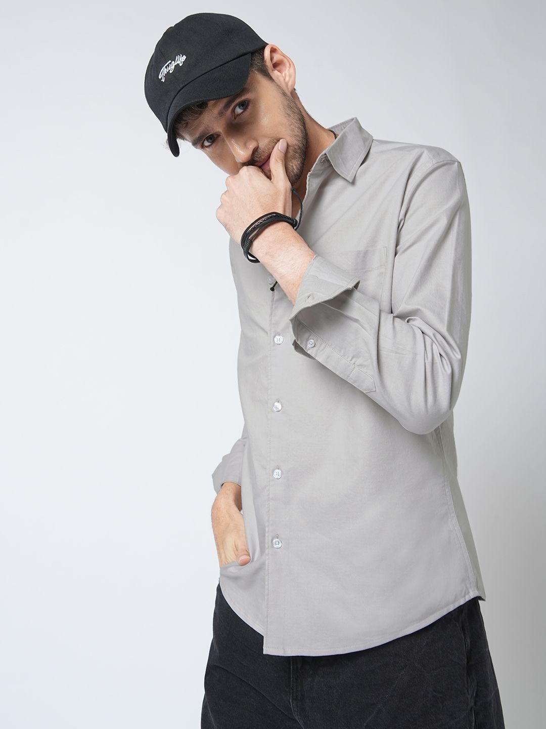 VASTRADO Earth Haze Everyday Classic Slim Fit Pure Cotton Casual Shirt