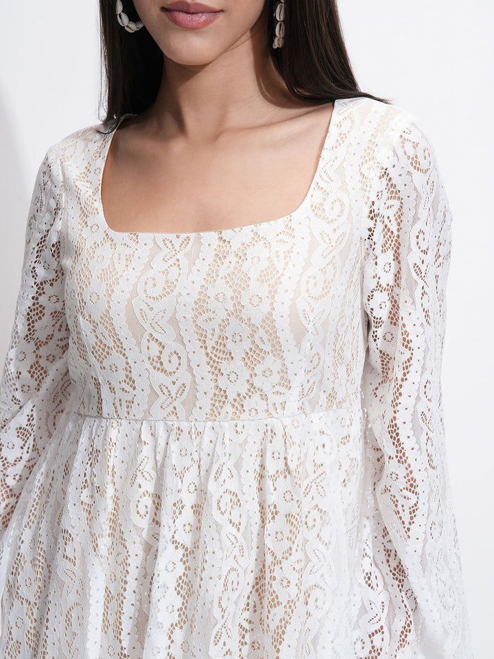 Tokyo Talkies Women Lace Fit Flare Mini Dress