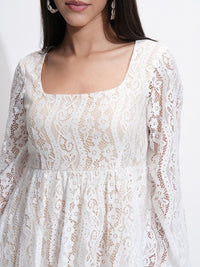 Tokyo Talkies Women Lace Fit Flare Mini Dress