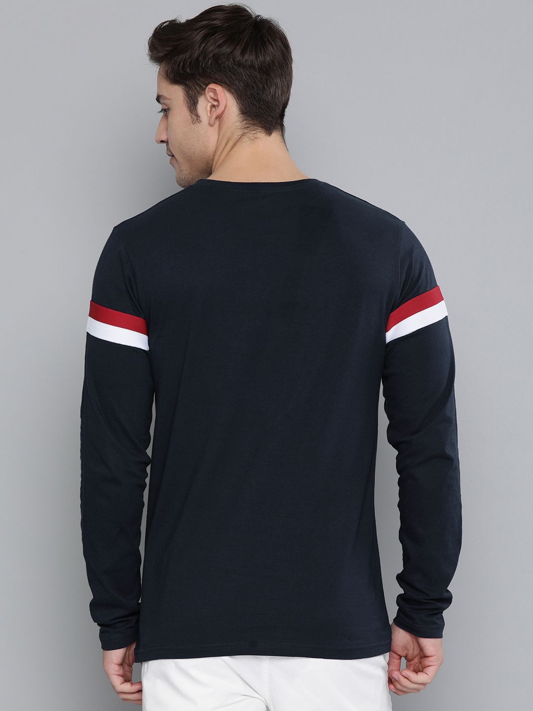 DILLINGER Men Navy Blue  Red Striped Cotton Pure Cotton T-shirt