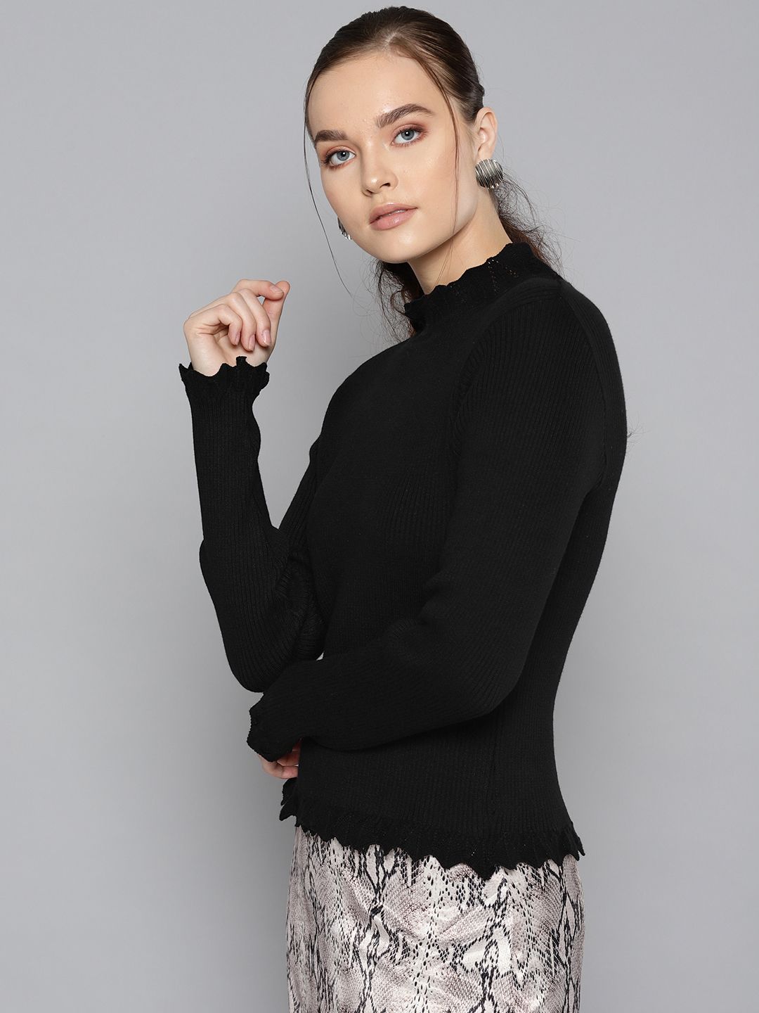 STREET 9 Women Black Solid Sweater