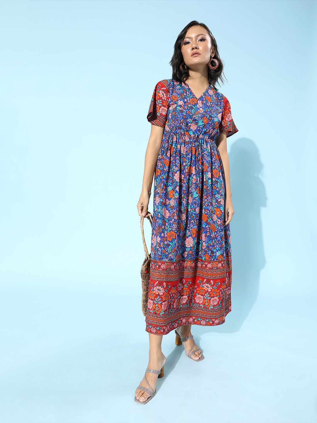 Berrylush Women Stunning Blue Floral Fantasy Dress